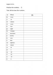 English Worksheet: English International classes Practice the numbers 1 to 20