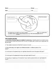 English Worksheet: Geography - How The Earth Moves Quiz