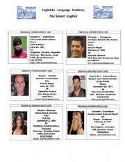 PERSONAL INFORMATION CARDS - FAMOUS PEOPLE 1