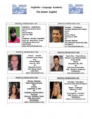 English Worksheet: PERSONAL INFORMATION CARDS - FAMOUS PEOPLE 1