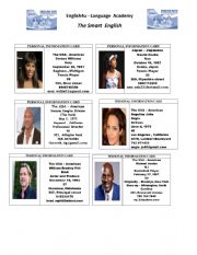 English Worksheet: PERSONAL INFORMATION CARDS - FAMOUS PEOPLE 2