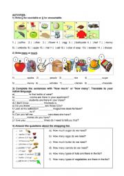 English Worksheet: Quantifiers many much