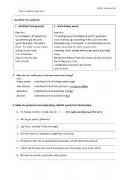 English Worksheet: How to improve your text-linking words