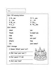 English Worksheet: GREETING WORKSHEET
