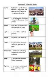 English Worksheet: Jandamarra Vocabulary Sheet