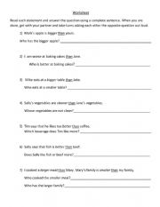 Comparative Adjectives Worksheet