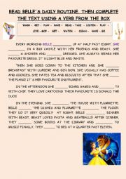 English Worksheet: Beauty and the Beast daily routine 