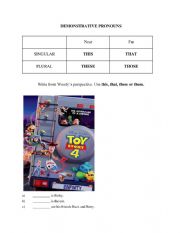 English Worksheet: Demonstrative pronouns with Toy Story