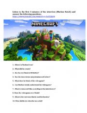 English Worksheet: Minecraft