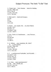 Subject pronouns and the verb to be - ESL worksheet by yolli123