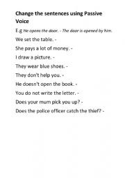English Worksheet: passive Voice