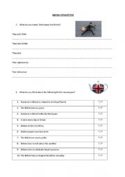 English Worksheet: British stereotypes