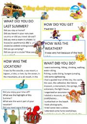English Worksheet: Talking about your summer - What did you do during your vacation/holidays 