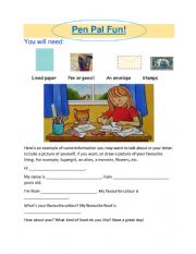 English Worksheet: Pen Pal Exercise