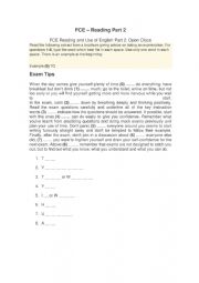 English Worksheet: FCE - Reading - part 2