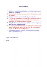 English Worksheet: Classroom Rules