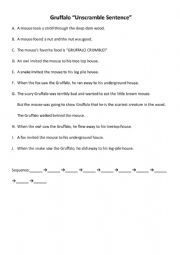 English Worksheet: Gruffalo Sequence of the story