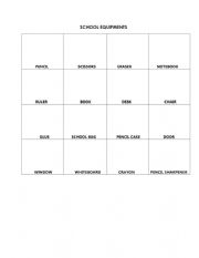 English Worksheet: SCHOOL EQUIPMENTS
