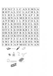 English Worksheet: SCHOOL OBJECTS WORD SEARCH