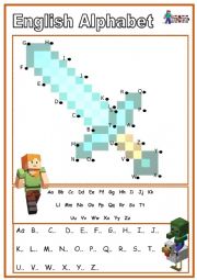 Alphabet. English with Minecraft Heroes.