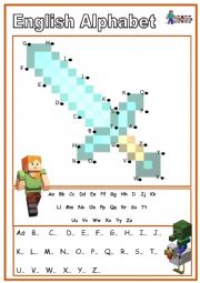 English Worksheet: Alphabet. English with Minecraft Heroes.