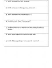 English Worksheet: paragraph structure