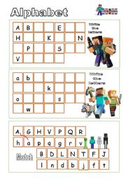 English Worksheet: Alphabet. English with Minecraft Heroes.Part 2