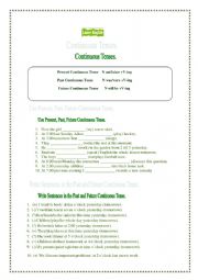 English Worksheet: present-past-and-future-continuous-tenses-grammar-