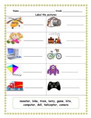 English Worksheet: Toys 