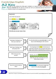 English Worksheet: WRITING A STORY FOR CAMBRIDGE A2 KEY (KET) [methodology]