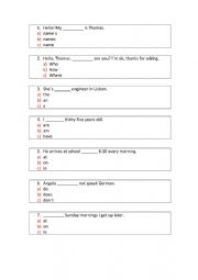 English Worksheet: English Quiz