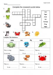 English Worksheet: Animals Practice Exercise!