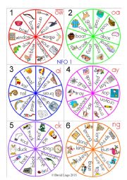 English Worksheet: 5 in a row phonic spinners 4 with scorecards and instructions