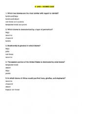 English Worksheet: BIOME QUIZ
