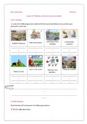 Module 3 Lesson 3 Pollution a threat to our environment 9th form Tunisia