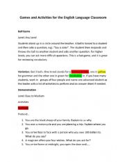 English Worksheet: pre teaching activities