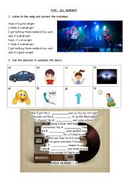 fun. - All Alright song worksheet