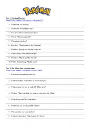 English Worksheet: Pokemon - Detective Pikachu - 2 scenes - Video Activity