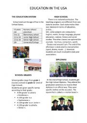 English Worksheet: Education in the United States 