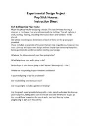 English Worksheet: Popstick Houses - Instruction Sheet