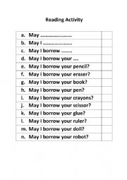 English worksheet: May I borrow your...