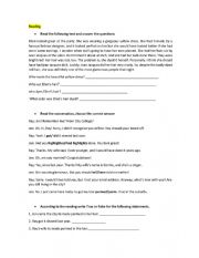 English Worksheet: reading 