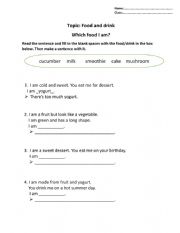 English Worksheet: Food and drink - Reading and Writing worksheet for elementary
