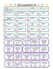 Occupations #1 plus answer sheet