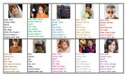English Worksheet: Famous teens cards - personal information