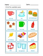 English Worksheet: Countable noun