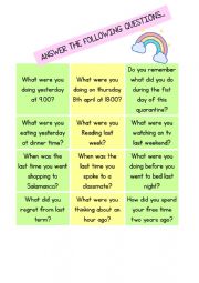 English Worksheet: PAST SIMPLE AND CONTINUOUS SPEAKING