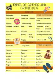 English Worksheet: CRIME VOCABULARY