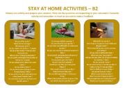 English Worksheet: STAY AT HOME ACTIVITIES B2