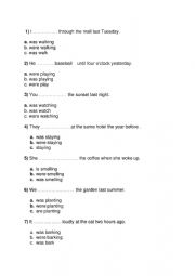 English Worksheet: past continuous multiple choice test